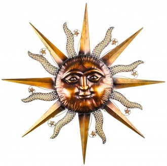 Zlaté kovové slnko, 90cm
