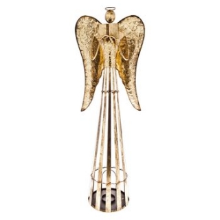 Zlatý kovový anjel, svietnik 100cm