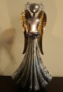 Kovový anjel, svietnik, 51cm